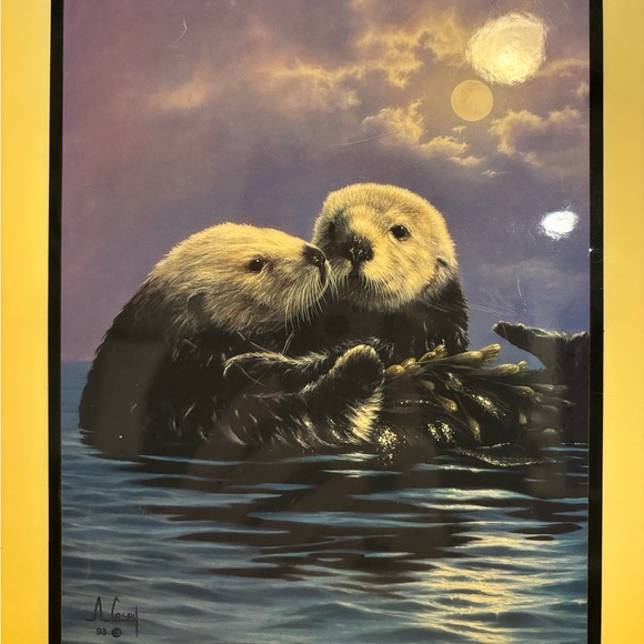 “To Love One An Otter” Ceramic Tile Art By Anthony Casay Wall Hanging - Picture 1 of 6